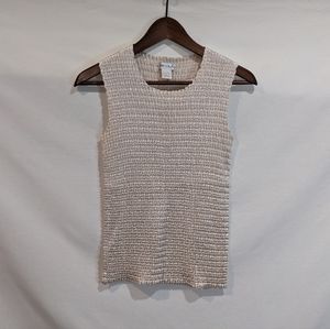 Vintage Nicola Satin Champagne Textured Bubble Tank Size M